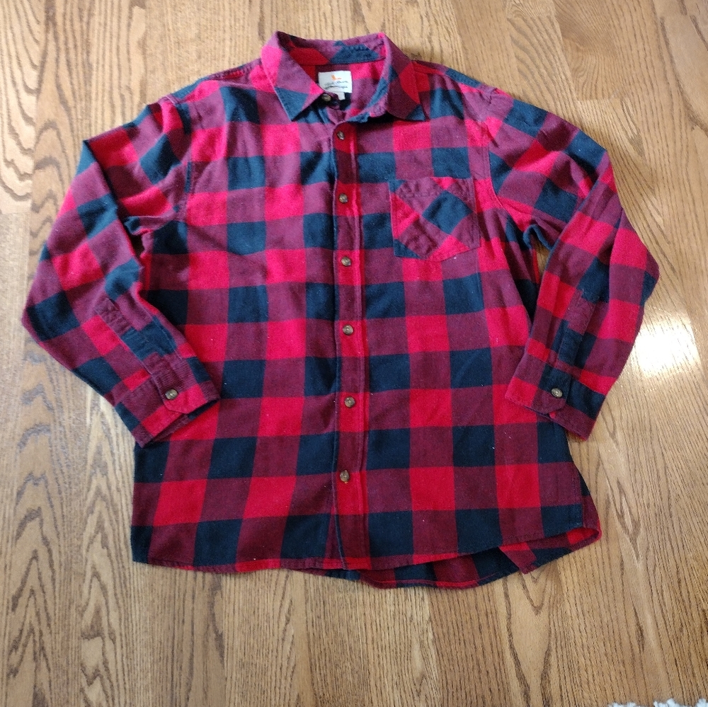 Buffalo Plaid shirt. Red and Black plaid button down.